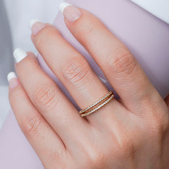 Anillo Doble Linea Circonia T6.5