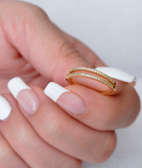 Anillo Doble Linea Circonia T6.5