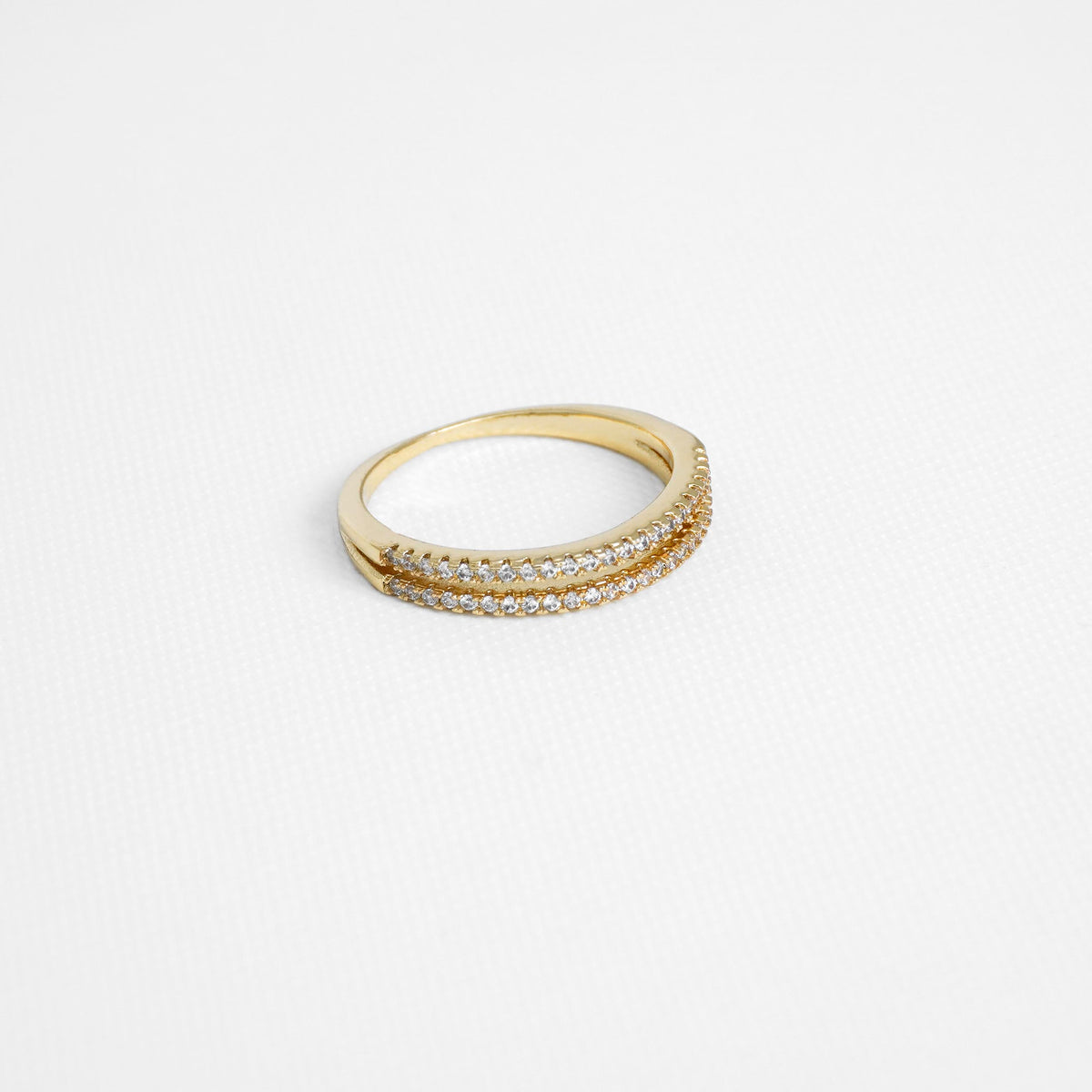Anillo Doble Linea Circonia  T6.5