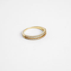 Anillo Doble Linea Circonia  T6.5